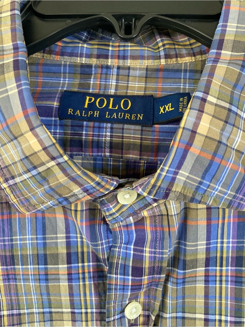 Ralph Lauren Button Down Shirt Mens XXL Multi Plaid Purple Pony Oxford Preppy